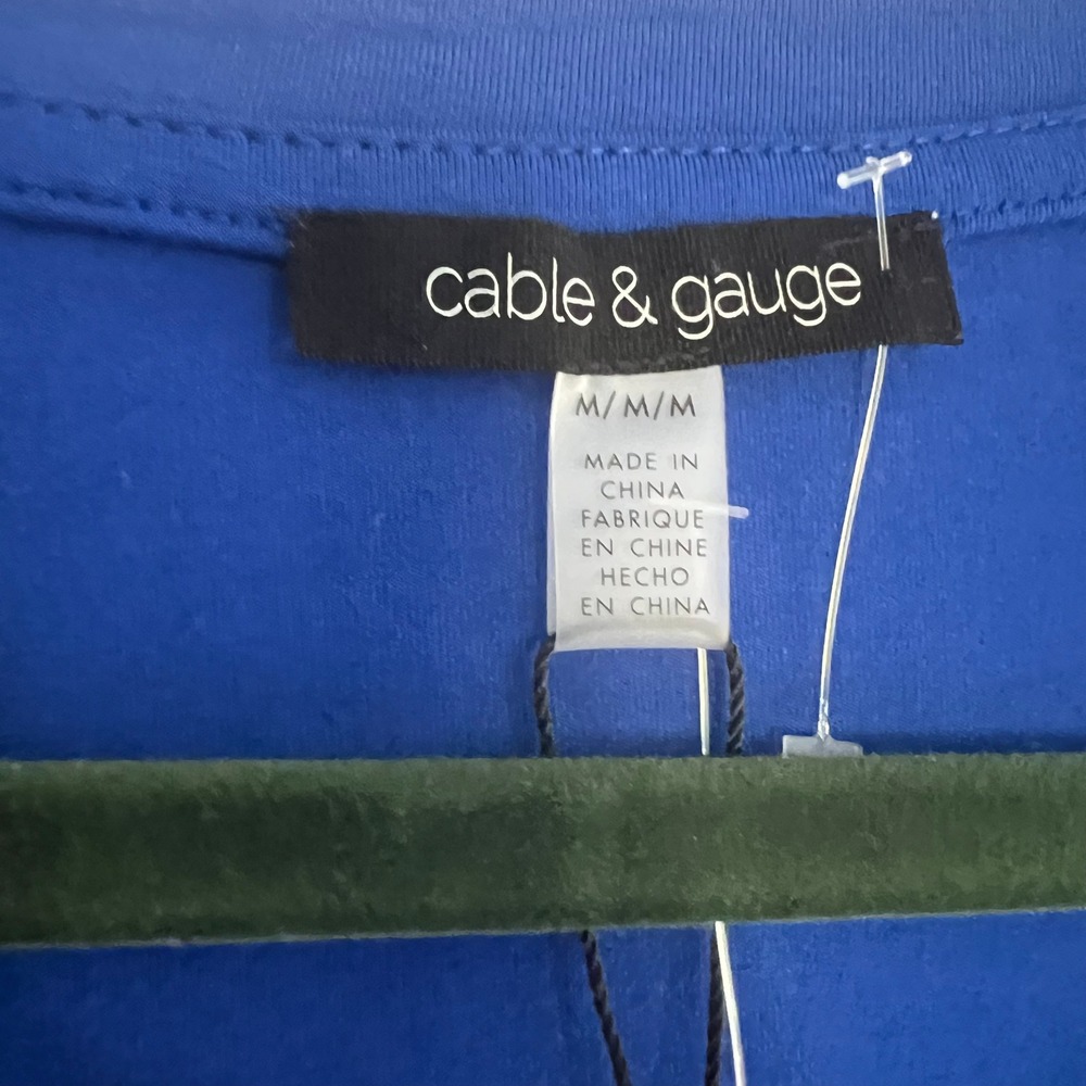 Cable & Gauge Royal Blue V-Neck Pocket Tee High-Low Hem Medium cobalt basics - Picture 4 of 10
